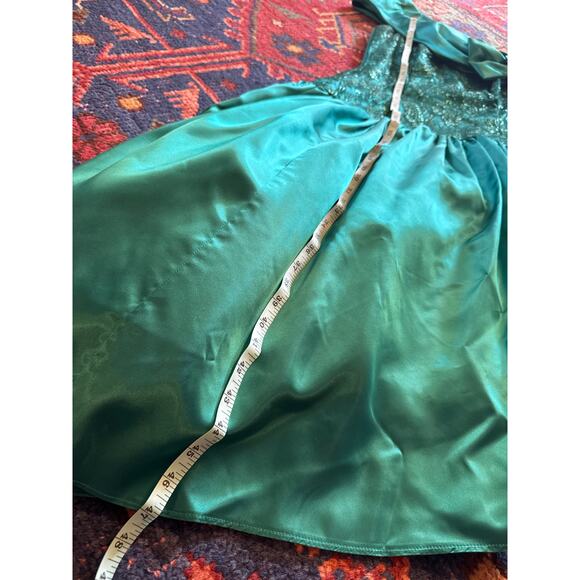 Jessica McClintock Gunne Sax Teal Asymmetrical Dress - 80s semi formal dress - Picture 13 of 16